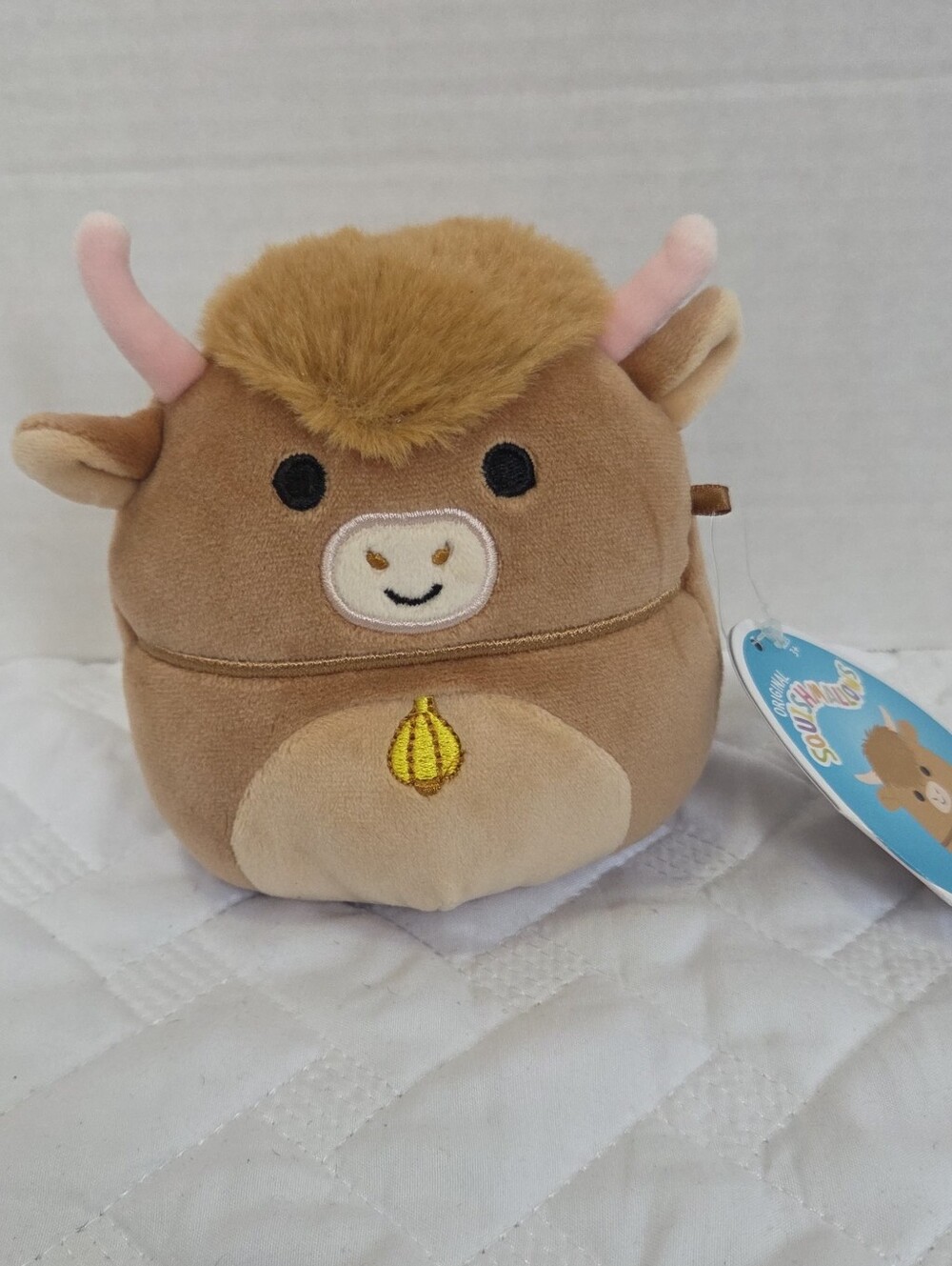 Squishmallows Calton Cow 4.5” Soft Highland Longhorn Bell